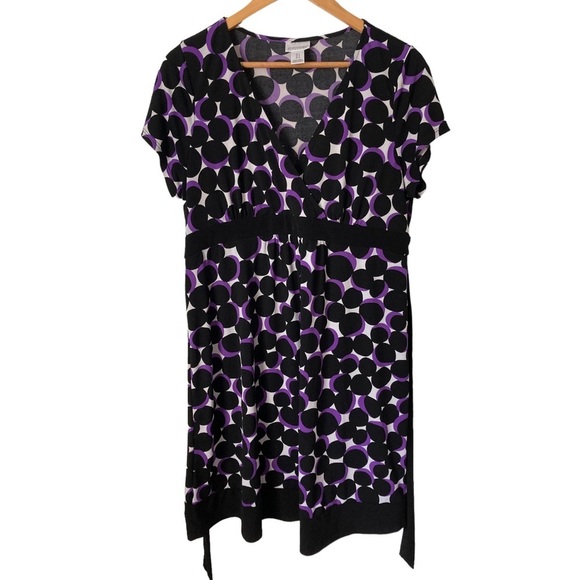 Motherhood Maternity Dresses & Skirts - Motherhood Maternity Purple Dot Crossover V-Neck Dress L